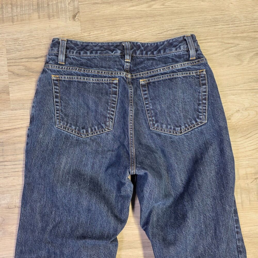 Eddie Bauer Straight-Leg Jeans in Dark Blue with Red Plaid Cuff - Picture 8 of 8